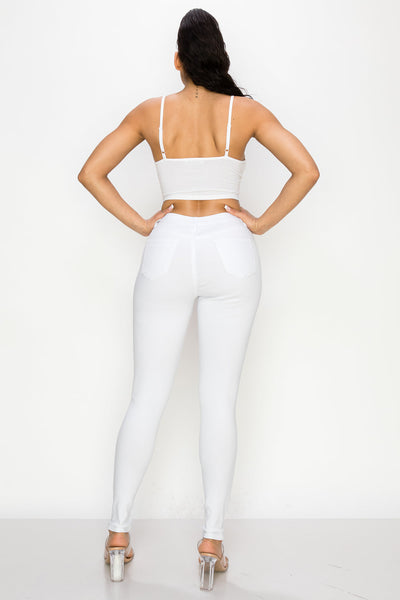 HIGH WAISTED COLORED SUPER-STRETCH JEANS SKY - LOVER BRAND FASHION