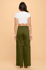 HIGH WAISTED STRETCHY CARGO PANTS LVB-600 OLIVE