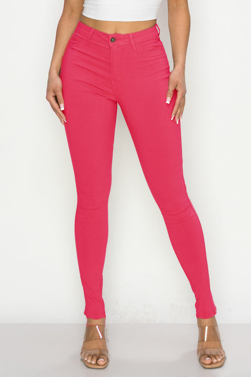 LV-300 HOT PINK HIGH WAISTED COLORED JEANS