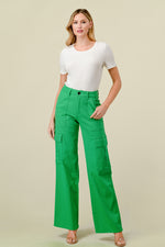 LVB-600 GREEN HIGH WAISTED STRETCHY WOMEN'S CARGO JEANS