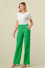 LVB-600 GREEN HIGH WAISTED STRETCHY WOMEN'S CARGO JEANS