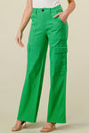 LVB-600 GREEN HIGH WAISTED STRETCHY WOMEN'S CARGO JEANS