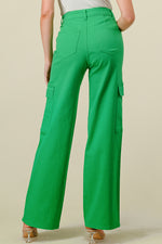 LVB-600 GREEN HIGH WAISTED STRETCHY WOMEN'S CARGO JEANS