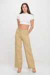 HIGH WAISTED STRETCHY CARGO PANTS LVB-600 KHAKI