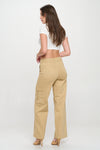 HIGH WAISTED STRETCHY CARGO PANTS LVB-600 KHAKI