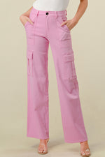 LVB-600 LIGHT PINK HIGH WAISTED STRETCHY WOMEN'S CARGO JEANS