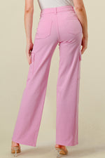 LVB-600 LIGHT PINK HIGH WAISTED STRETCHY WOMEN'S CARGO JEANS