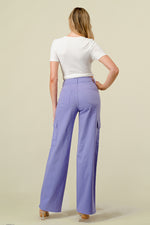 LVB-600 LILAC HIGH WAISTED STRETCHY WOMEN'S CARGO JEANS