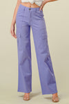 LVB-600 LILAC HIGH WAISTED STRETCHY WOMEN'S CARGO JEANS