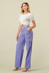 LVB-600 LILAC HIGH WAISTED STRETCHY WOMEN'S CARGO JEANS