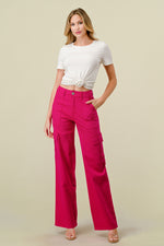 LVB-600 MAGENTA HIGH WAISTED STRETCHY WOMEN'S CARGO JEANS