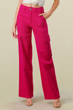 LVB-600 MAGENTA HIGH WAISTED STRETCHY WOMEN'S CARGO JEANS