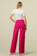 LVB-600 MAGENTA HIGH WAISTED STRETCHY WOMEN'S CARGO JEANS