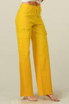 LVB-600 YELLOW HIGH WAISTED STRETCHY WOMEN'S CARGO JEANS