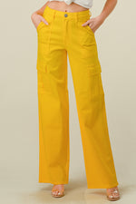 LVB-600 YELLOW HIGH WAISTED STRETCHY WOMEN'S CARGO JEANS