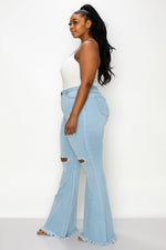 PLUS SIZE DISTRESSED BELL BOTTOMS