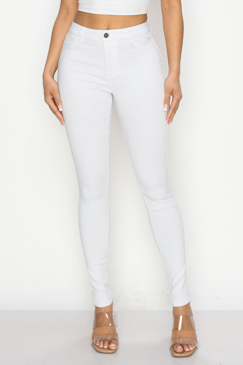 HIGH WAISTED COLORED SUPER-STRETCH JEANS LILAC - LOVER BRAND FASHION