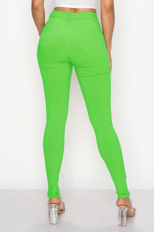 LV-300 APPLE GREEN HIGH WAISTED COLORED JEANS
