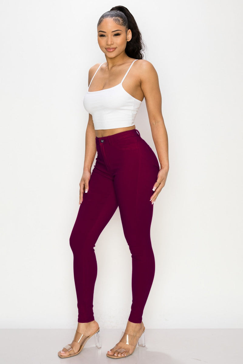 HIGH WAISTED COLORED SUPER-STRETCH JEANS PURPLE - LOVER BRAND FASHION