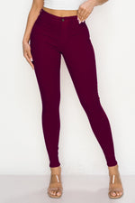 LV-300 BURGUNDY HIGH WAISTED COLORED JEANS