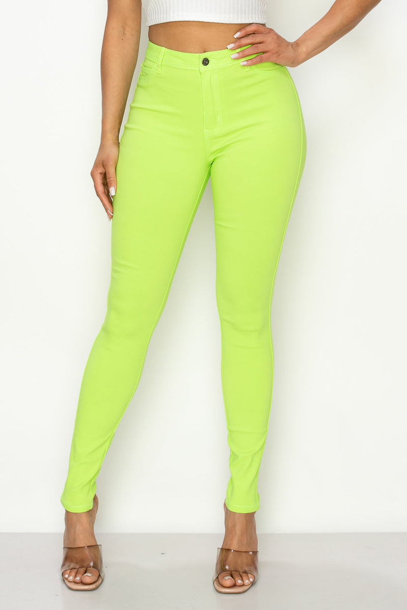 LV-300 NEON GREEN HIGH WAISTED COLORED JEANS