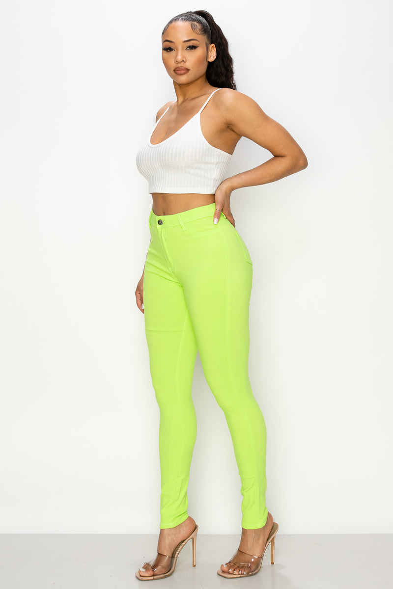 LV-300 NEON GREEN HIGH WAISTED COLORED JEANS