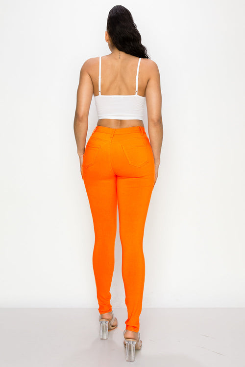 LV-300 NEON ORANGE HIGH WAISTED COLORED JEANS