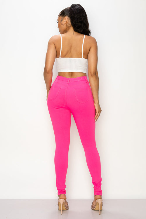 LV-300 NEON PINK HIGH WAISTED COLORED JEANS