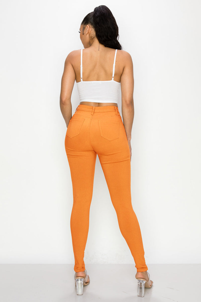 LV-300 ORANGE HIGH WAISTED COLORED JEANS
