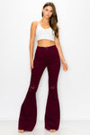 BC-420 BURGUNDY COLORED STRETCHY BELL BOTTOMS